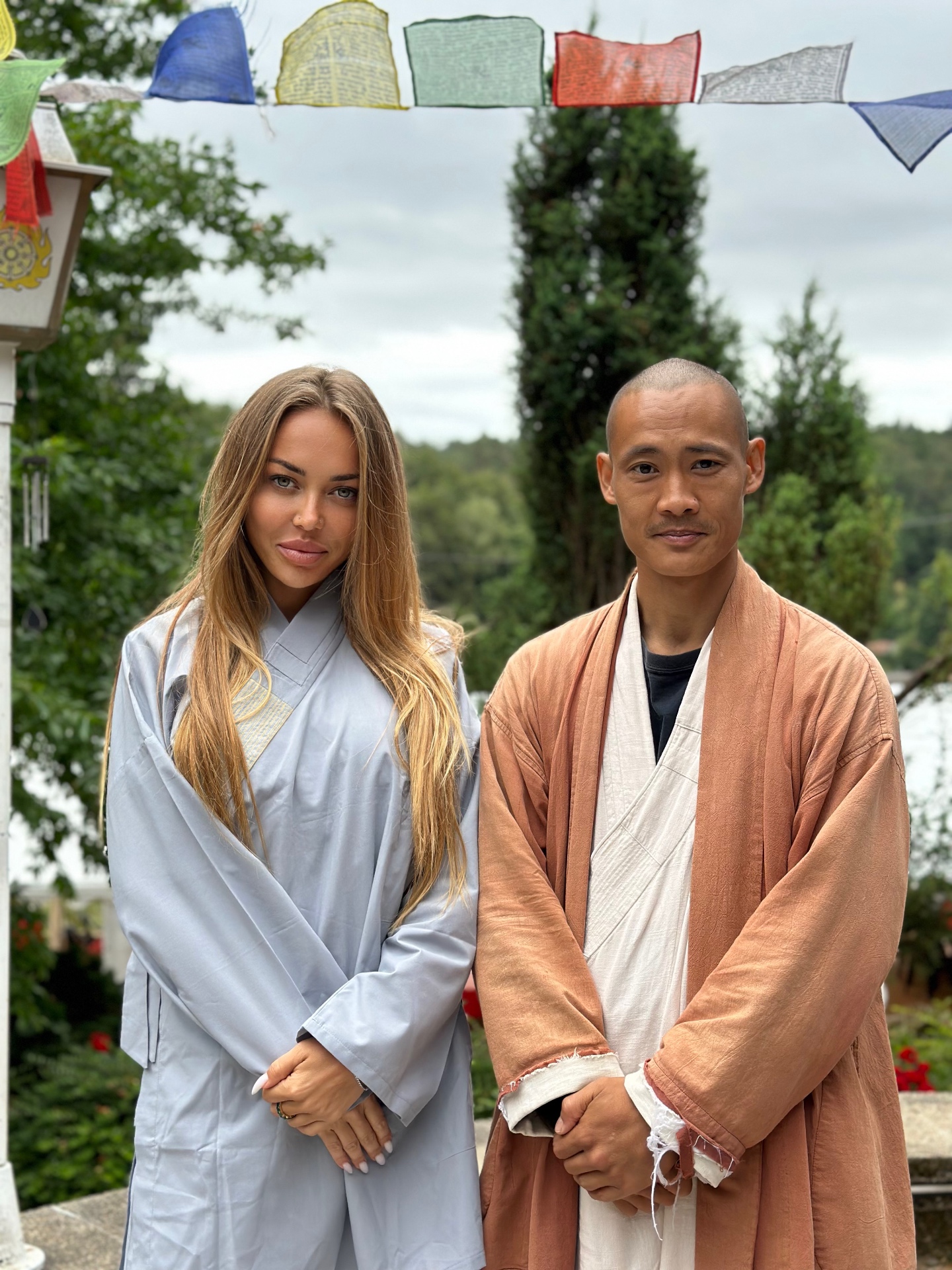 Adelina with a Shaolin monk